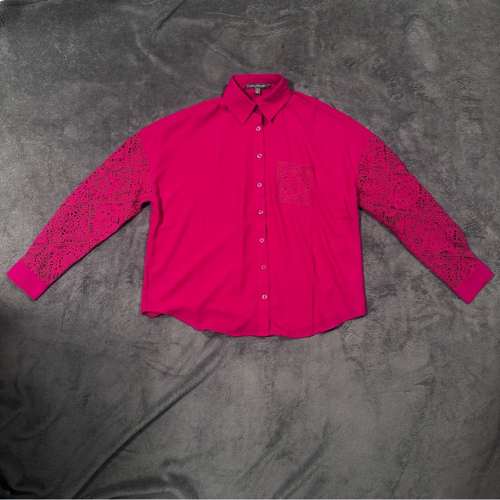 Kate & Mallory Vibrant Pink Button Down Blouse - Women’s Small